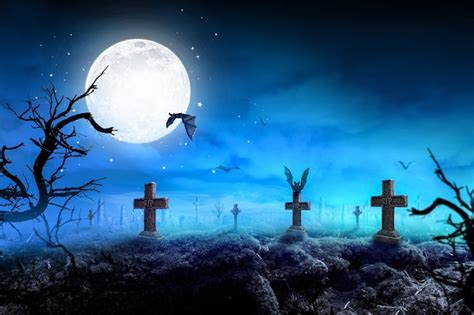 Premium Photo | Background night graveyard with bat 3D