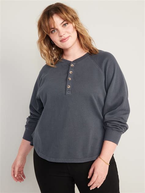 Long Sleeve Henley Sweatshirt For Women Old Navy