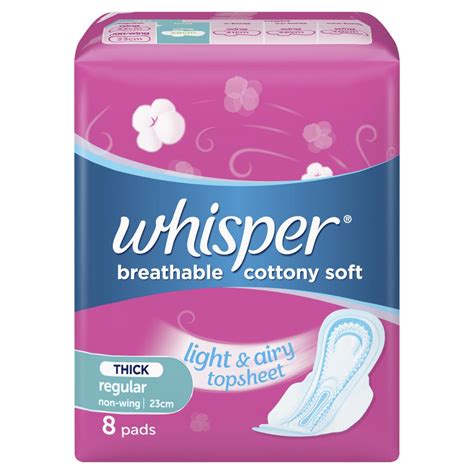 Whisper Cotton Clean Regular Flow Non Wings Sanitary Napkin 8s