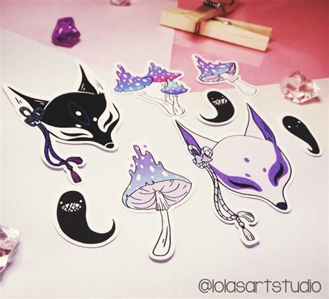 Kitsune Sticker Fox Sticker Fox Decal Yokai Mushroom Etsy