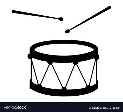 Black silhouette red drum and wooden drum sticks Vector Image