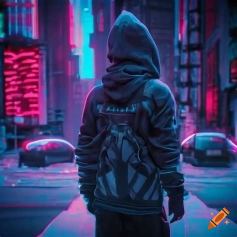 Cyberpunk Figure Overlooking A Glowing Cityscape