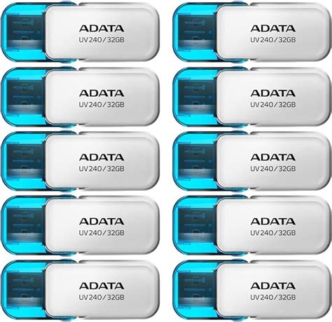 PSA Kit 10 Piezas Memoria USB 32 GB ADATA Modelo AUV240 32G RWH Flash