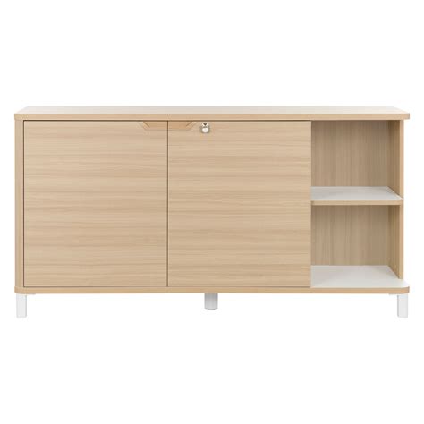 Meuble De Rangement Bas Avec 2 Portes Chêne L 160 X H 83 Cm Absolu