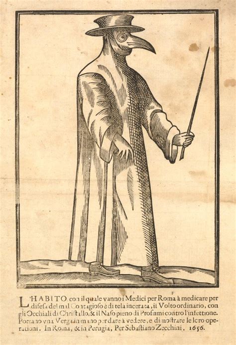 Italian Print Of A Plague Doctor Woodcut Illustration Woodcut Art