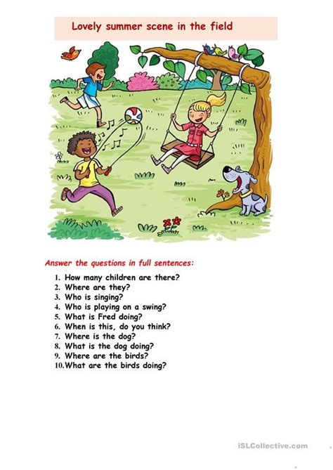 Picture Description Worksheet