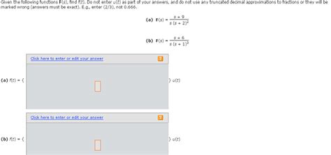 Solved Given The Following Functions F S Find F T Do Not Chegg