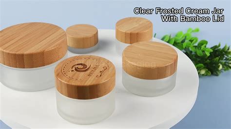 Wholesale Cosmetic Containers Face Cream 5g 15g 30g 50g 100g Frosted Clear Glass Jar With Bamboo