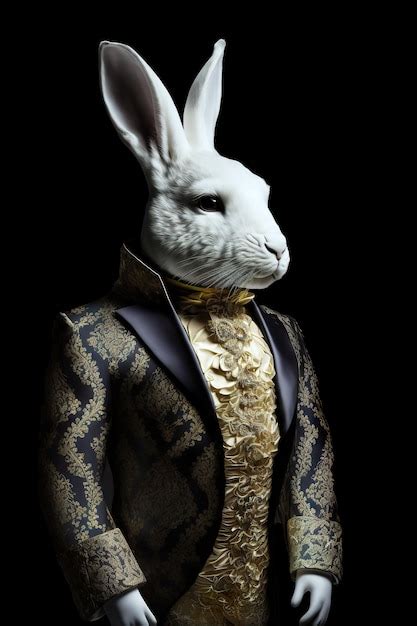 Premium Photo Cute Elegant Rabbit With Elegant Abstract Suit Outfit