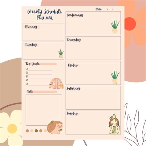 Weekly Schedule Planner - Planners Page