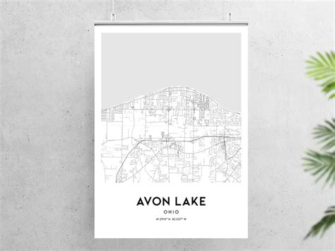 Avon Lake Map Print Avon Lake Map Poster Wall Art Oh City Etsy