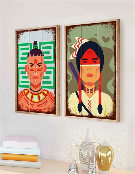 VINOXO Tribal Wall Art Painting - King and Queen Set of 2