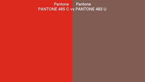 Pantone 485 C Vs PANTONE 483 U Side By Side Comparison