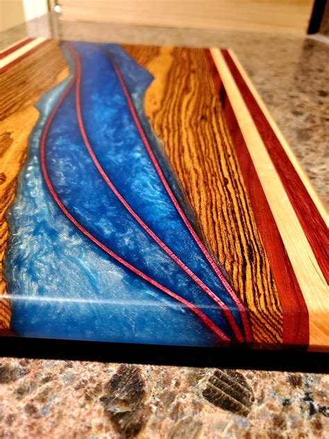 Handcrafted Exotic Wood And Epoxy Resin Cutting Board With Etsy