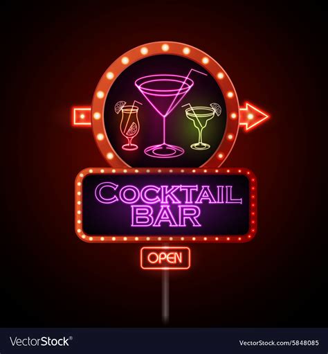 Neon Sign Cocktail Bar Royalty Free Vector Image