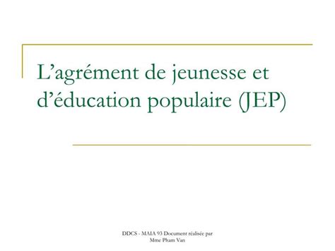 PPT Lagrément de jeunesse et déducation populaire JEP PowerPoint