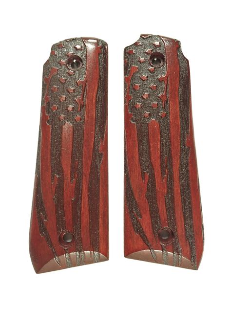 Rosewood American Flag Ruger Mark Iv 2245 Grips Checkered Engraved Te Ls Grips