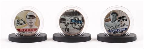 Set Of 3 Babe Ruth Baseball Legends Statehood Colorized Quarters