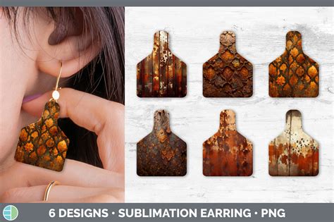 Rust Cow Tag Earring Sublimation Cattle Ear Tag By Enliven Designs