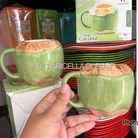 Jual Gelas Unik Bahan Keramik Mug Kelapa Harga Pasang Bayar Di