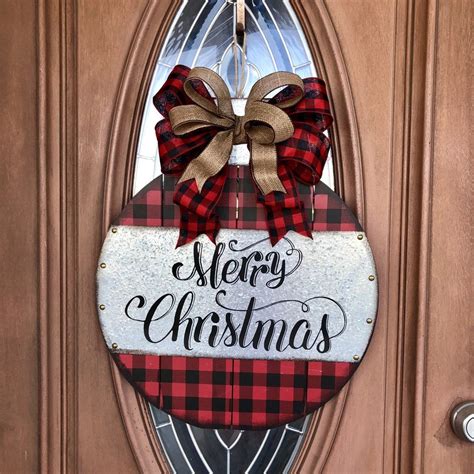 Merry Christmas Door Hanger Farmhouse Christmas Door Hanger Etsy