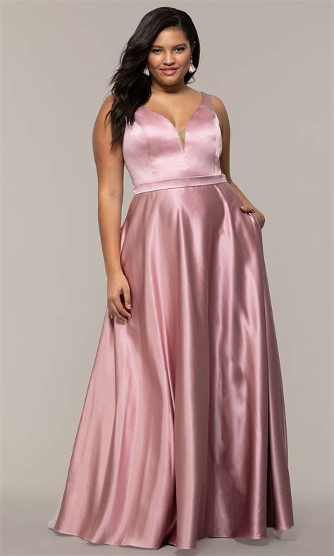 Long A Line V Neck Plus Size Prom Dress Plus Size Prom Dresses Dresses Plus Size Formal Dresses