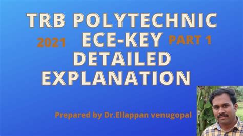 Trb Polytechnic Ece Answer Key With Explanations Part Youtube