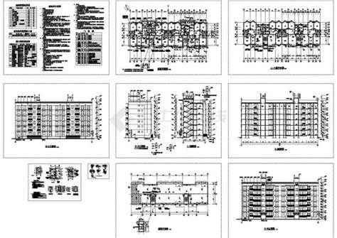 某现代小区六层砖混结构住宅楼（3326㎡）设计cad全套建筑施工图（含设计说明）土木在线