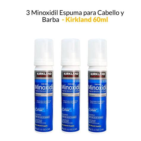 3 Minoxidil Espuma Para Barba Y Cabello Kirkland 60ml Kirkland