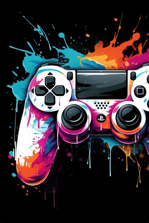 Multi Coloured Ink Splash Playstation Controller