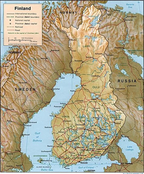 Finland topographic map - Map of Finland topographic (Northern Europe ...