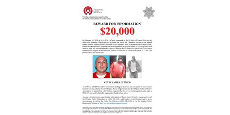 20000 Reward Offered For Information Leading To Arrest And Conviction