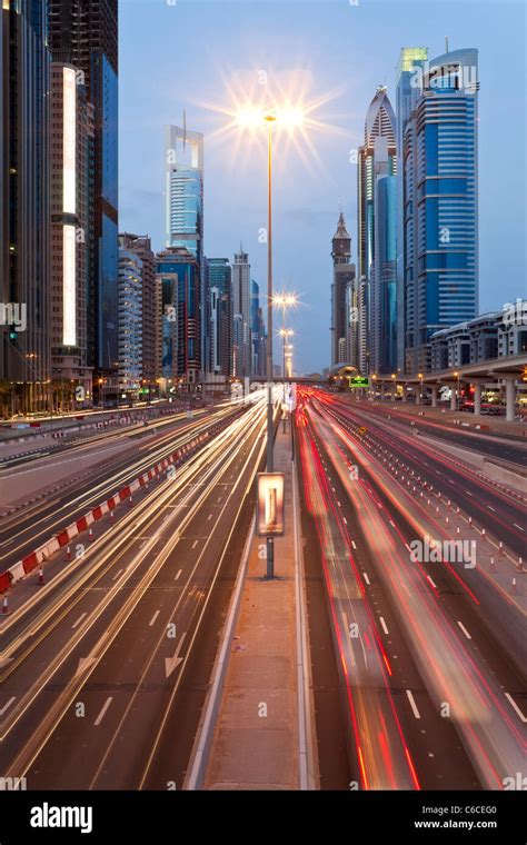 United Arab Emirates Dubai Sheikh Zayed Rd Traffic And New High Rise