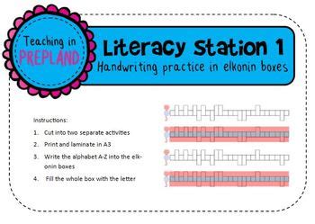 Handwriting Practice With Elkonin Boxes Red And Blue Lines Tpt