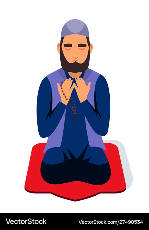 Praying Muslim Man Royalty Free Vector Image Vectorstock