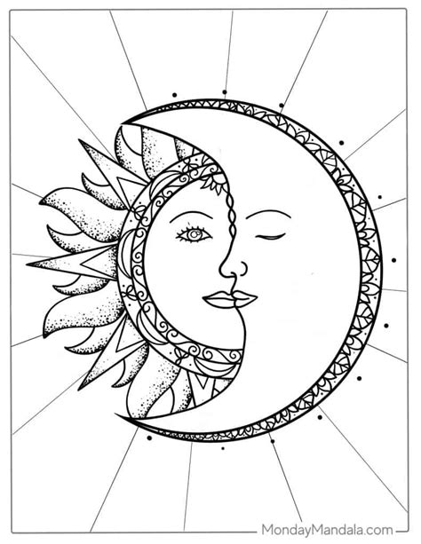 Moon Phases Coloring Pages Kids