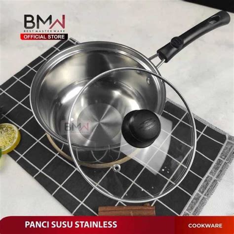 Panci Susu Milk Pot Stainless Steel Tutup Kaca Ukuran 14 16 18 20 CM