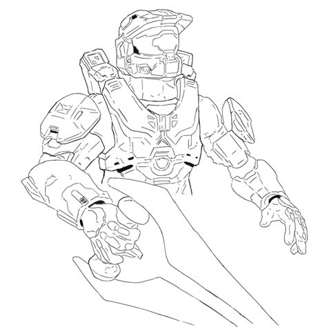 Halo Master Chief Lineart Illustration Behance