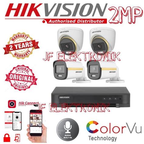 Jual PAKET CCTV HIKVISION 4 CHANNEL 4 KAMERA 2MP COLORVU BUILT IN AUDIO