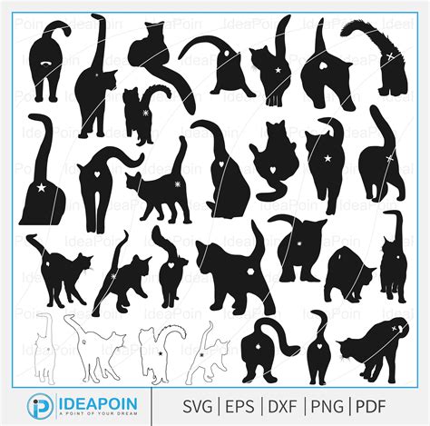 Cat Butt Svg Cat Butt Silhouette Cat Butt Outline Kitty Cat Svg Funny Cats Funny Cut File