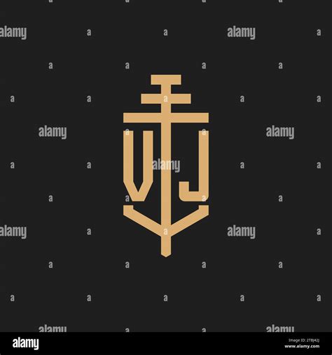 VJ Initial Logo Monogram With Pillar Icon Design Vector Law Firm Logo