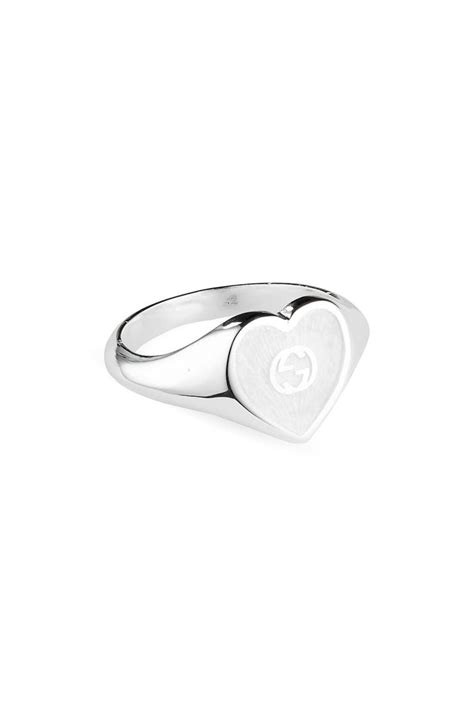 Gucci Extra Small Interlocking G Heart Ring Silver Editorialist