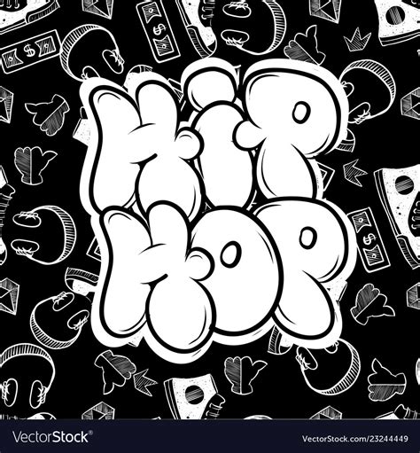 Hip hop music party in graffiti style Royalty Free Vector