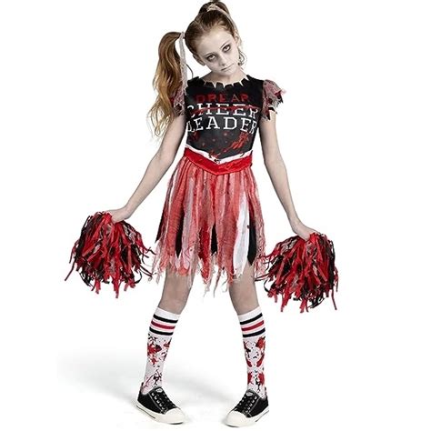 Spooktacular Creations Halloween Dark Red Zombie Cheerleader Costume