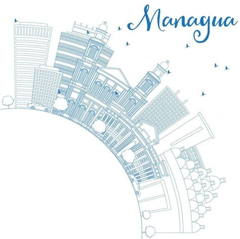 Outline Managua Skyline with Blue Buildings and Copy Space. 16411374 ...