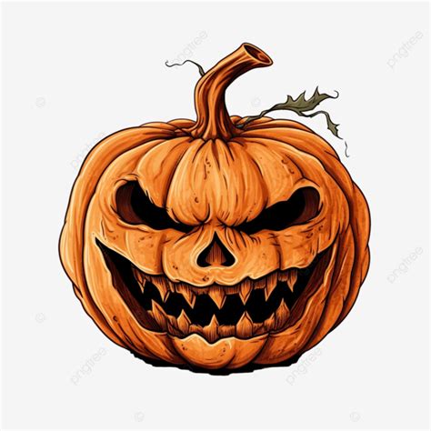 Engraved Pumpkin Head Isolated Vector Illustration Sketch Of Scary ...