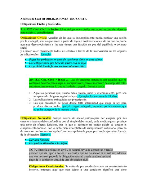 Apuntes De Civil Iii Obligaciones Do Corte Apuntes De Civil Iii