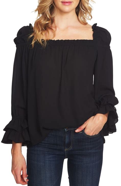 CeCe Square Neck Ruffle Blouse Nordstrom Ruffle Long Sleeve Blouse