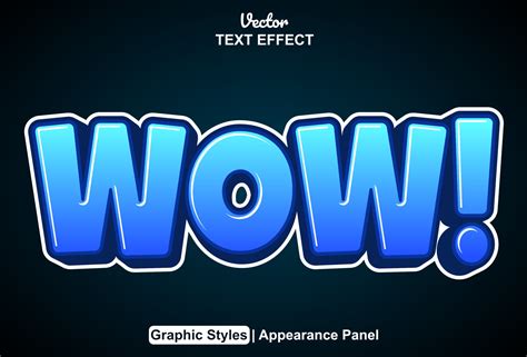 wow text effect with blue color graphic style editable. 21450221 Vector ...