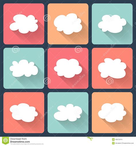 Sistema Plano Del Icono De La Nube Ilustración del Vector Ilustración